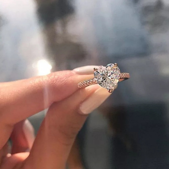 💖NEW🎀925 Diamond Heart Ring - Picture 2 of 7